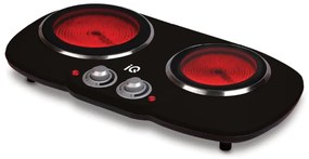 Iq Κεραμική Εστία Διπλή Kc-1243 Black 1200w+900w