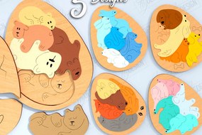 Intra απο ξύλο plywood 3mm-4mm πάχος – Παζλ με Πακέτο κοπής με λέιζερ ζώων Δίασταση  20x20 cm INTRAFABR-120135327