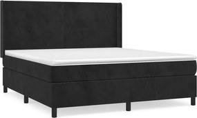vidaXL Κρεβάτι Boxspring με Στρώμα Μαύρο 180x200 εκ. Βελούδινο