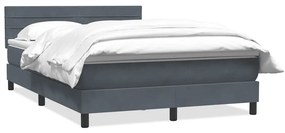 Κρεβάτι Boxspring με Στρώμα Σκούρο Γκρι 140x210 εκ. Βελούδινο - Γκρι