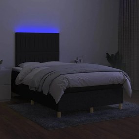 vidaXL Κρεβάτι Boxspring με Στρώμα &amp; LED Μαύρο 120x190 εκ. Υφασμάτινο