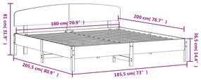 Σκελετός Κρεβ. Χωρίς Στρώμα Λευκό 180x200 εκ Μασίφ Πεύκο - Λευκό