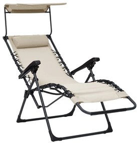 vidaXL Σεζλόνγκ Πτυσσόμενη Κρεμ από Textilene