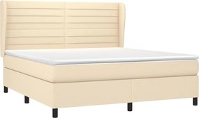 vidaXL Κρεβάτι Boxspring με Στρώμα Κρεμ 180x200 εκ. Υφασμάτινο