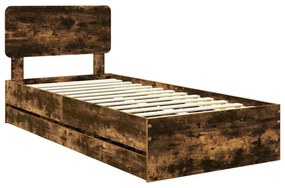 vidaXL Σκελετός Κρεβατιού Καπνιστό Δρύς 100 x 200 cm Μηχανήματος Ξύλο