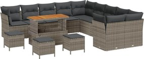 vidaXL Σετ Καναπέ Κήπου 14 pcs Γκρι συνθετικό ρατάν