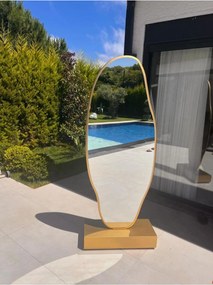 Stewehome Ασύμμετρος καθρέφτης δαπέδου με MDF και ακρυλικό χρυσό φινίρισμα