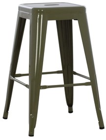 Σκάμπο Μεσαίου Ύψους Μεταλλικό Melita Σε Dark Olive Green 43x43x67Y Εκ.