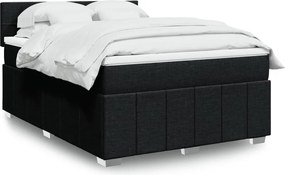 vidaXL Κρεβάτι Boxspring με Στρώμα Μαύρο 160x200 εκ. Υφασμάτινο