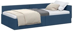 vidaXL Κρεβάτι Γωνίας Μπλε 90 x 190 cm Ύφασμα και Έργο ξύλου