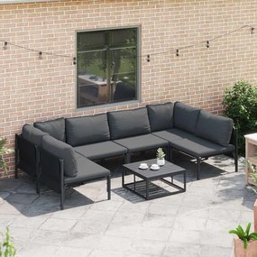 vidaXL Σετ Καναπέ Κήπου με μαξιλάρι 7 pcs Μαύρο Ατσάλι