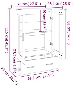 Ντουλάπα Sonoma Δρυς 70 x 31 x 115 εκ. από Επεξεργασμένο Ξύλο - Καφέ