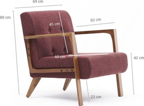 Πολυθρόνα Μπορντό KEMER 83x69x80