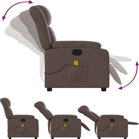 vidaXL Πολυθρόνα Μασάζ Ανακλινόμενη Καφέ από Συνθετικό Δέρμα