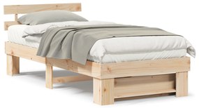 vidaXL Σκελετός Κρεβατιού Καφέ 75 x 190 cm Μασίφ ξύλο πεύκου
