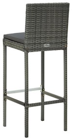 vidaXL Σκαμπό Μπαρ 6 τεμ. Γκρι από Συνθετικό Ρατάν με Μαξιλάρια