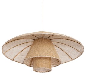 GloboStar® ZORA 02139 Boho Κρεμαστό Φωτιστικό Οροφής Μονόφωτο 1 x E27 AC220-240V IP20 - Φ80 x Υ32cm - Μπεζ Υφασμάτινο Καμπάνα - 5 Χρόνια Εγγύηση