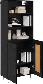 vidaXL Highboard με συρτάρι 2 pcs Μαύρη Οξυά Επεξεργασμένο ξύλο