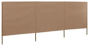 vidaXL Προστατευτικό Αέρα με 3 Πάνελ Χρώμα Taupe 400 x 120 εκ. Ύφασμα