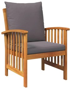 vidaXL Σετ Καναπέ Κήπου με μαξιλάρι 3 pcs Καφέ Μασίφ ξύλο ακακίας