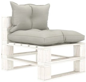 vidaXL Καναπές Κήπου Μεσαίος από Παλέτες Ξύλινος με Taupe Μαξιλάρια