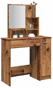 vidaXL Κομοδίνο με καθρέφτη Παλιό ξύλο 86,5x35x136 cm