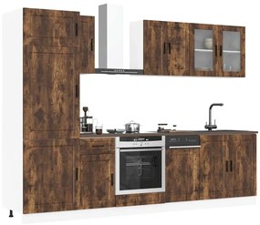 vidaXL Σετ Ντουλαπιών Κουζίνας 8 Τεμαχίων "Porto" από Καπνιστή Δρυ και Μηχανικά Απορροφημένο Ξύλο