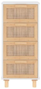 vidaXL Συρταριέρα Λευκή 40 x 30 x 90 εκ. Μασίφ Πεύκο &amp; Φυσικό Ρατάν