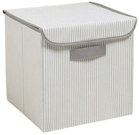 Κουτί Αποθήκευσης 488PRN1204 30x30x30cm Grey-White Aberto Design Polyester,Βαμβάκι
