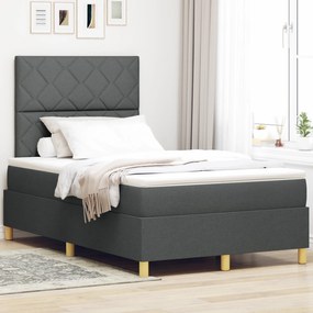 vidaXL Κρεβάτι Box Spring της με στρώμα & LED σκούρο γκρι 120x200 εκ. ύφασμα