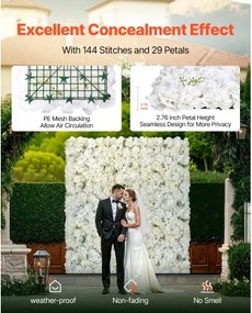 VEVOR 3D Flower Wall Panel 24 PCS 15 x 15 inch Artificial Floral Background for Wedding