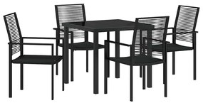 vidaXL Σέτ φαγητού για κήπο 5 pcs Μαύρο PVC ρατάν