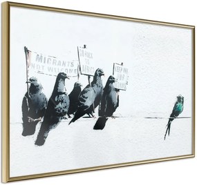 Αφίσα - Banksy: Pigeons - 60x40 - Χρυσό - Χωρίς πασπαρτού