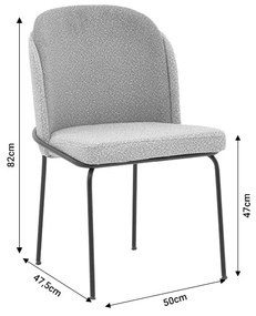 Καρέκλα Dore pakoworld εκρού-γκρι μπουκλέ ύφασμα-μαύρο μέταλλο 50x47.5x82εκ