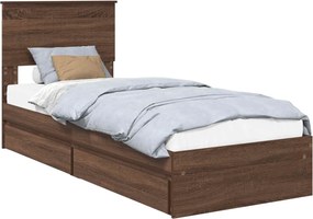 vidaXL Κρεβάτι Αποθήκης Καφέ δρυς 75 x 190 cm Επεξεργασμένο Ξύλο