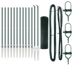 vidaXL Euro Fence με 13 Σπονδυλωτούς Πόλους 1x25 μ Γαλβανισμένο Χάλυβα Πράσινο