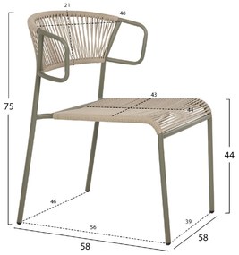 ΚΑΡΕΚΛΑ SUKI HM6053.05 ΜΕΤΑΛΛO KAI ΣΥΝΘΕΤΙΚΟ RATTAN ΣΕ ΑΝΟΙΧΤΟ ΠΡΑΣΙΝΟ 54x62x80Υεκ