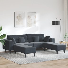 vidaXL Βελούδινος καναπές 3 pcs Σκούρο Γκρι 208 εκ. Βελούδο