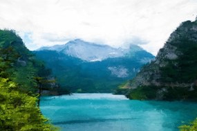 Εικόνα ζωγραφισμένη ορεινή λίμνη - 90x60