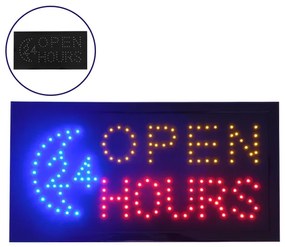 Φωτιστικό LED Σήμανσης OPEN 24 HOURS με Διακόπτη ON/OFF και Πρίζα 230v 48x2x25cm GloboStar 96305