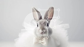 Intra Συλλεκτικό Ξύλινο Παζλ Plywood  4mm - Κομψό λευκό κουνελάκι με παπιγιόν και τιάρα Σε Ξύλινο Κουτί - Διαστάσεις Puzzle: 10x10 cm – 25 κομμάτια