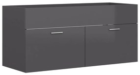 vidaXL Ντουλάπι Νιπτήρα Γυαλιστερό Γκρι 100x38,5x46εκ. από Μοριοσανίδα