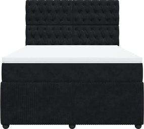 vidaXL Κρεβάτι Boxspring με Στρώμα Μαύρο 160x200 εκ. Βελούδινο