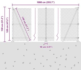 vidaXL Φράκτης από αλυσίδα με στύλους Ασημί 10 x 1.2 μ Ατσάλι