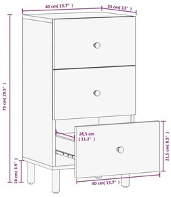 Βοηθητικό Ντουλάπι Μαύρο 40 x 33 x 75 εκ. από Μασίφ Ξύλο Μάνγκο - Μαύρο