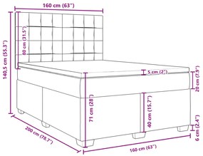 Κρεβάτι Boxspring με Στρώμα Σκούρο Γκρι 160x200 εκ Υφασμάτινο - Γκρι