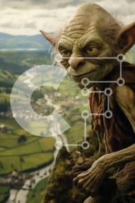 Intra Συλλεκτικό Ξύλινο Παζλ Plywood  4mm - Όμορφο Gnome στο Cliff με εκπληκτική θέα στο βουνό Σε Ξύλινο Κουτί - Διαστάσεις Puzzle: 10x10 cm – 25 κομμάτια