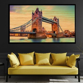 Πίνακας σε Ξύλο με Θέμα &#8220;Tower Bridge&#8221; σε μαύρη ξύλινη Κορνίζα - 80cmx50cm