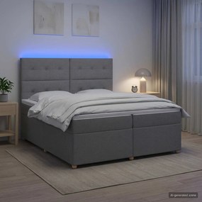 vidaXL Κρεβάτι box spring με στρώμα Ανοιχτό γκρι 200 x 200 cm Ύφασμα