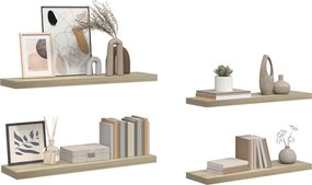 vidaXL Ράφια Τοίχου 4 τεμ. Χρώμα Δρυός 90x23,5x3,8 εκ. MDF